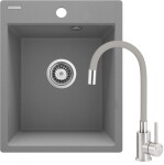 DEANTE DEANTE - Drez Corio z granitu šedého metalického, s batériou, 1-drez ZRCPS103