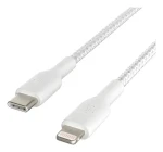 Belkin opletený kábel USB-C - Lightning biela / Kábel / USB-C - Lightning / 2 m (CAA004BT2MWH)