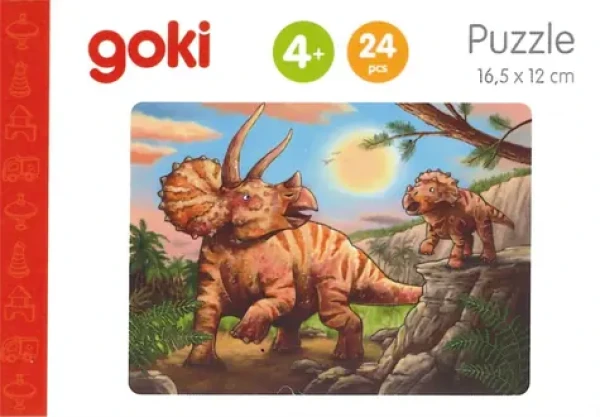 GOKI Drevené puzzle Dinosaury: Triceratops