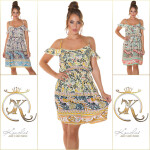 Trendy off-shoulder Minidress with print GELB S/M