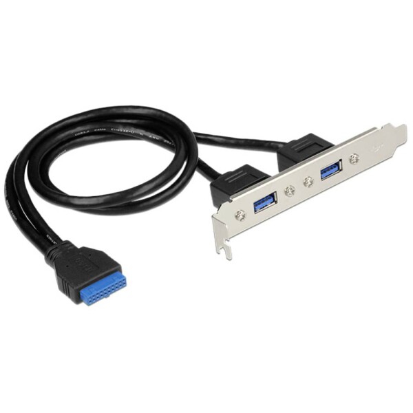 DeLock Záslepka 1 x 19 pin USB 3.0 pin (F) interný - 2 x USB 3.0 Typ-A (F) / externý (84836)