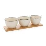 Ukiyo Sada servírovacích misiek 3ks biela-čierna / 13 x 8 cm / keramika / bambusová tácka
