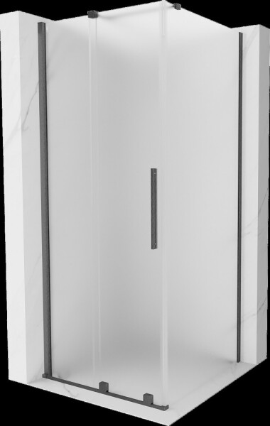 MEXEN/S - Velár sprchovací kút, posuvné dvere 90 x 90, dekor, grafit kartáčovaná 871-090-090-31-66