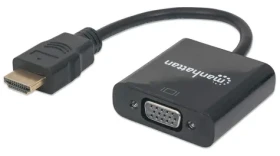 Manhattan HDMI - VGA čierna / Redukcia / 0,3 m / Pozlátené konektory / Full HD 1080p (151467)