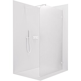 CERANO - Sprchová zástena Walk-in Orbis Round - Pravá - 8 mm - guľatá vzpera - biela matná, mliečne sklo - 110x200 CER-999931