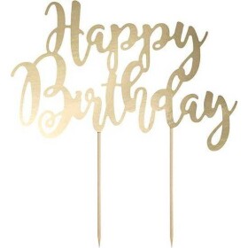 PartyDeco zapichovacie ozdoby na dort zlatá Happy Birthday KPT11-019M torta-dekorácie - PartyDeco - PartyDeco