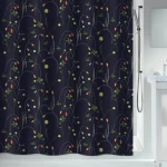 Spirella CONTRASTE Sprchový záves motív kvetov čierny / 180 x 200 cm / polyester