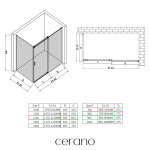 CERANO - Sprchovací kút Santoro - pravá - 6 mm - chróm, mliečne sklo - 120x80 - posuvný CER-665830