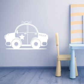 Veselá Stena Samolepka Autíčko policajné Farba: bílá, Veľkosť: 40 x 25 cm