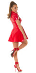 Sexy Koucla Latex Look shortsleeve Skater-Dress red M