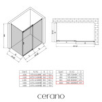 CERANO - Sprchovací kút Santoro - pravá - 6 mm - chróm, mliečne sklo - 110x100 - posuvný CER-665812