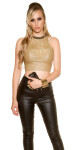 Sexy KouCla Crop Top leather look with deco chain