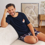 Pánske pyžamo 7201 modré - Doctornap tmavě modrá XXL