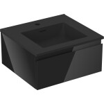 MEXEN/S - Orio kúpeľňová skrinka 50 cm s umývadlom Otis, 1 šuplík, čierna lesk/čierna mat 91A10-05023-1-BF70-W18M71