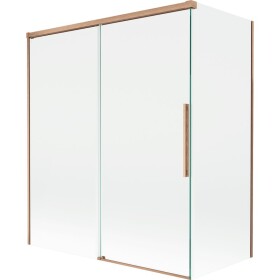 MEXEN/S - Rox vaňová zástena 2-krídlová posuvná 140 + 70 x 150, transparent, měď kartáčovaná 8C9-140-070-65-00