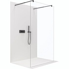 CERANO - Sprchová zástena Walk-in Onyx Duo Ľ/P - 8 mm - okrúhla vzpera - čierna matná, transparentné sklo - 50x200 CER-8050BD2364