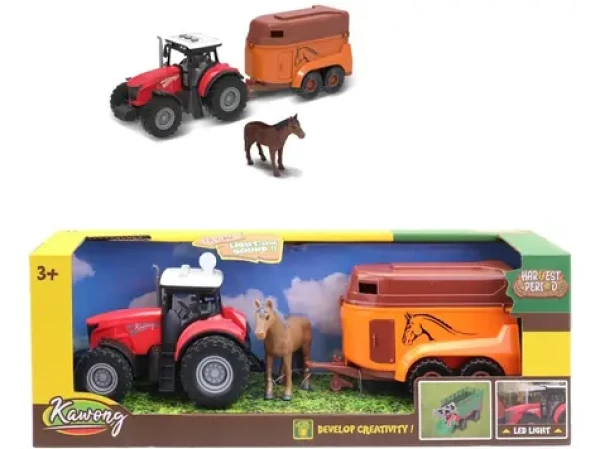MADE Traktor s prívesom na prepravu koní