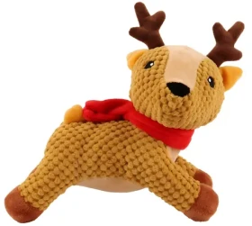 HUHUBAMBOO Hračka pre psov Vianočný sob s červeným šálom / 24 cm (357025)