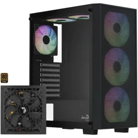 AeroCool B509A Flow čierna / PC skriňa / Midi Tower / ATX / Mesh / Tvrdené sklo / So zdrojom 650W (ACCX-BD02002.11)