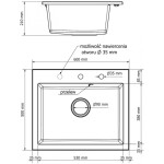 MEXEN MEXEN - Elix granitový drez 1-miska 600 x 500 mm, sivý, sifón chróm 6525601005-71