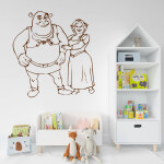 Veselá Stena Samolepka Shrek a Fiona Farba: oranžová, Veľkosť: 80 x 84 cm