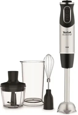 TEFAL Quickchef 3v1 HB656838 strieborný / Tyčový mixér / 1000 W / 2 nádoby (0.8 + 0.5 l) / 20 rýchlostí / šľahacia metla / dopredaj (HB656838)