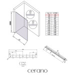 CERANO - Sprchová zástena Walk-in Crystal Ľ/P - 8 mm + polička/držiak na uteráky - bezvzperový systém - chróm, grafitové sklo - 50x200 CER-8050BD6871