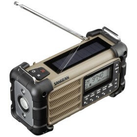 Sangean MMR-99 outdoorové rádio FM pohotovostné rádio, Bluetooth solárny panel, odolné proti striekajúcej vode, prachotesné, vreckové svietidlo hnedá; A500484