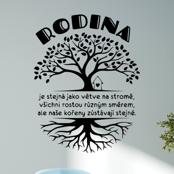 Veselá Stena Samolepka Rodina s koreňmi Farba: černá, Veľkosť: 80 x 60 cm