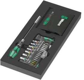Wera Tool-Check PLUS / Sada bitov s račňou / Kraftform Compact 60 / 57 dielov / 1/4" / čierno-zelená (05150150001)