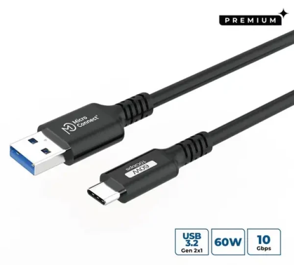 MicroConnect Premium USB-C - USB-A čierna / Kábel / 0,5 m (USB3.2AC05)