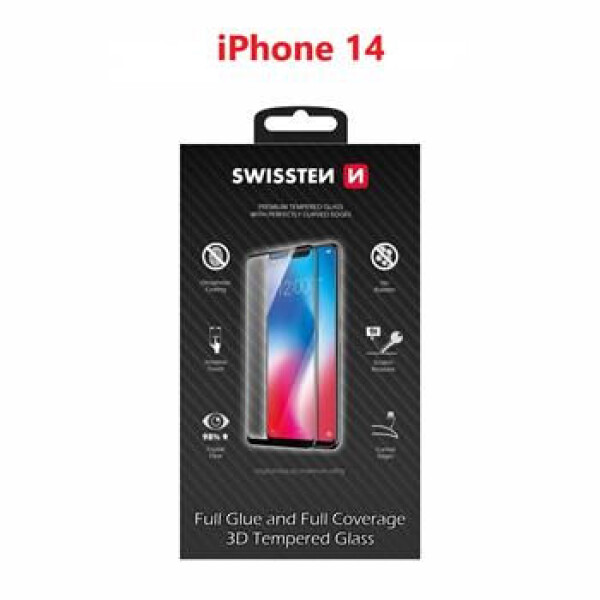 SWISSTEN Ultra Durable 3D FULL GLUE Glass pre Apple iPhone 14 čierna (64701908)