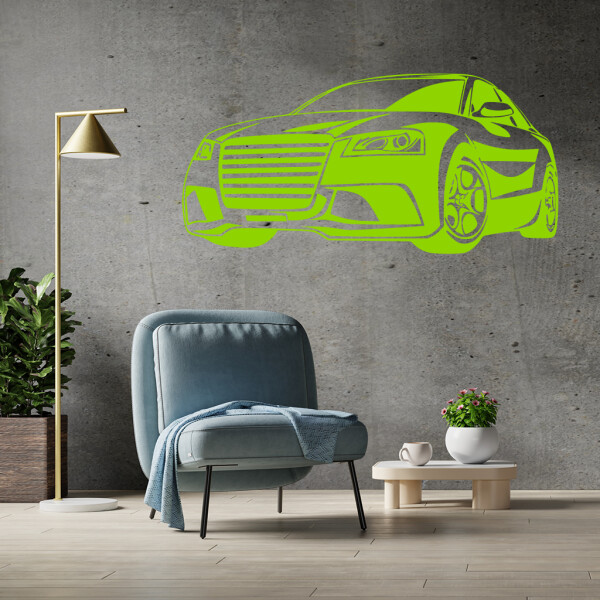 Veselá Stena Samolepka Auto Audi Farba: zelená, Veľkosť: 100 x 50 cm