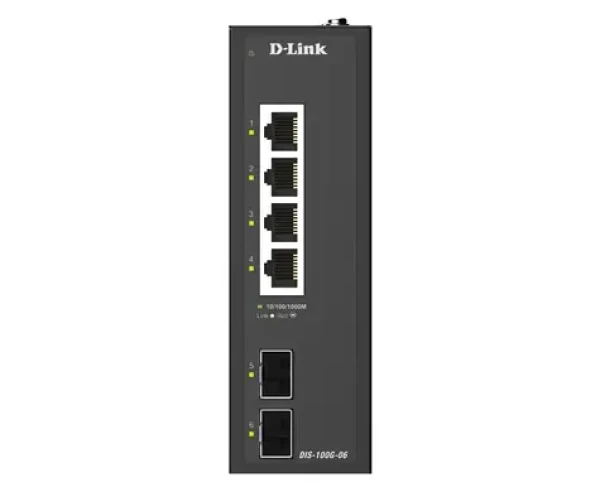 D-Link DIS-100G-06 / Switch / 4X 10/100/1000 / 2x SFP Gigabit / priemyselný / unmanaged / DIN lišta (DIS-100G-06)
