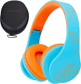 PowerLocus P2 Kids Blue/Orange / Detské bezdrôtové slúchadlá s mikrofónom / Bluetooth 5.3 (pwl-p2kids-blueo)