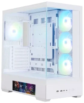 Zalman P40 DS biela / ATX / 4X 120mm ARGB / 2x USB 3.0 + 1x USB-C / 9.1 "LCD displej / bez zdroja / panoramatická (P40 DS White)