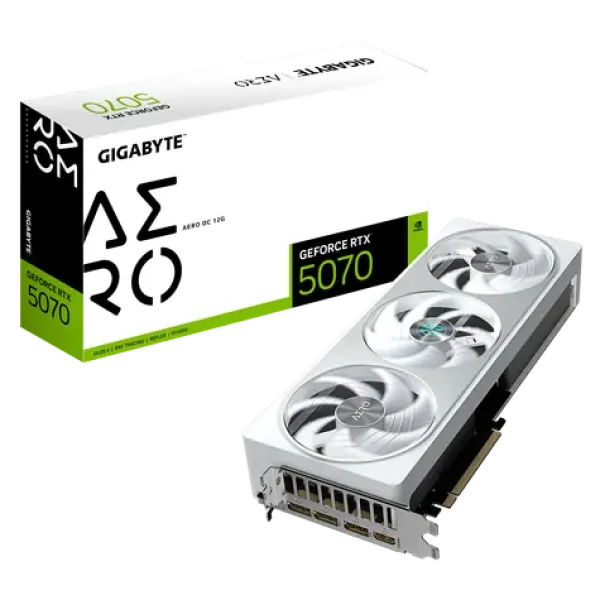 GIGABYTE GeForce RTX 5070 AERO OC 12GB / 2165MHz / 12GB GDDR7 / 192-bit / 1x HDMI + 3x DP / 750W (16) (GV-N5070AERO OC-12GD)