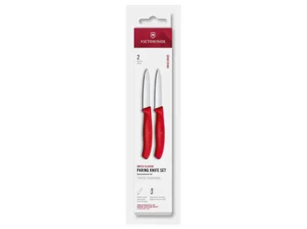 VICTORINOX Swiss Classic Kuchynský nôž 8 cm set 2 ks červená / rovné a vrúbkované ostrie (6.7691.2C1)