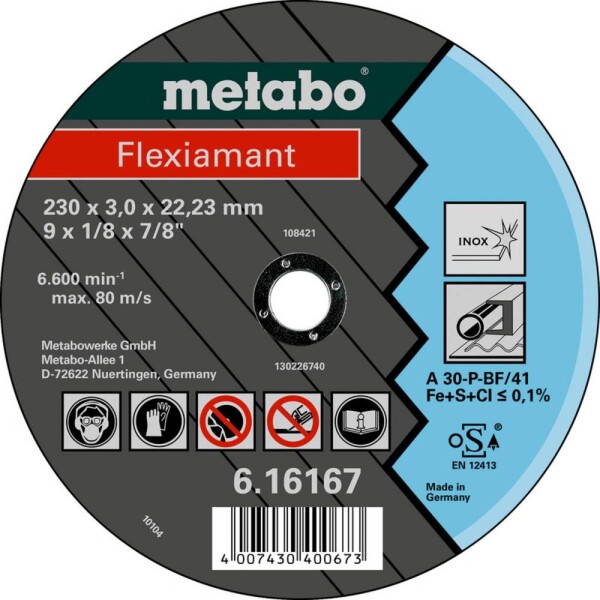 Metabo 616738000 rezný kotúč rovný 125 mm 25 ks Nerezová oceľ; 616738000