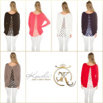 Trendy KouCla fine knit jumper Polka Dot Chiffon Einheitsgroesse