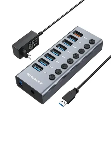 GrauGear USB hub 7 portov / USB hub / USB 3.0 / 7x USB-A / 1x nabíjací Port (G-HUB71-A)