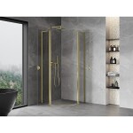 MEXEN/S - Mist L sprchový kút štvrťkruh, krídlové 80 x 80, transparent, zlato 8A32L-080-080-50-00
