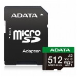 ADATA Speed Plus MicroSDXC 512 GB Class 3 UHS-I/U3 A2 V30 (UD512GUI3V30A2SP-RA1)