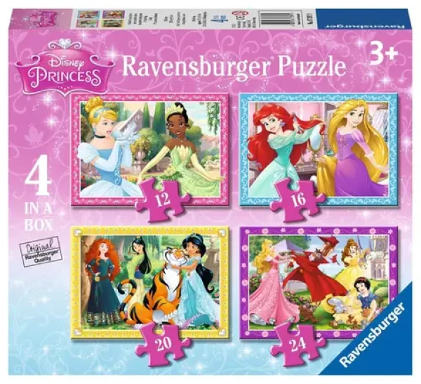 Ravensburger Disney: Princezné 4 v 1 - 12/16/20/24 dielikov