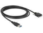 DeLock Kábel USB 3.0 A (M) - Micro-B (M) 3M čierna / Kábel USB / 5 Gbit/s / skrutkové uchytenie (83599)