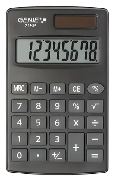 Genie 215 P čierna / Kalkulačka / vreckový / 8miestna / napájanie batérie / solárne (12630)