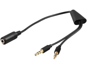 MicroConnect Audio kábel stereo mini jack 3.5mm (F) - 2x 3.5mm mini jack (M) 0.4m čierna (AUDAL)