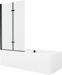 MEXEN/S - Cube obdĺžniková vaňa 170 x 80 cm s panelom + vaňová zástena 100, transparent, čierna 550517080X9210027000