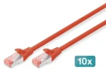 Digitus CAT 6 S-FTP červená / Patch kábel / 2 m / 10 ks / AWG 27/7 / LSZH / Meď (DK-1644-020-R-10)