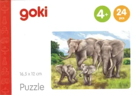 GOKI Drevené puzzle Africké zvieratá: Slony
